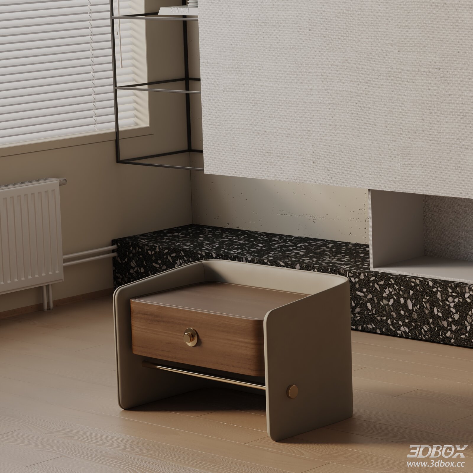 Modern Wooden Leather Nightstand Side Table