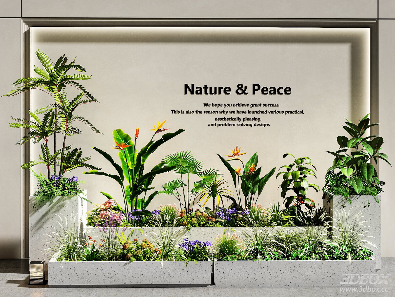 Indoor Tropical Plant Arrangement Flower Bed Greenery Set