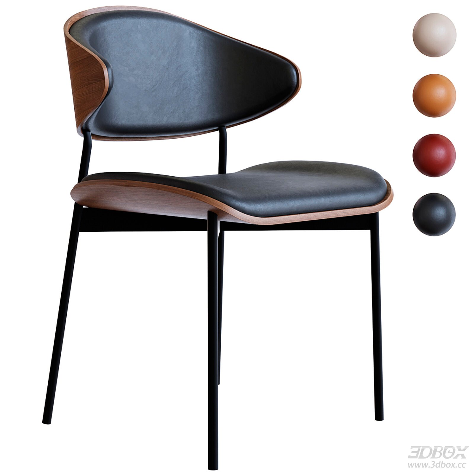 Modern Leather Upholstered Dining Chair with Wood Frame