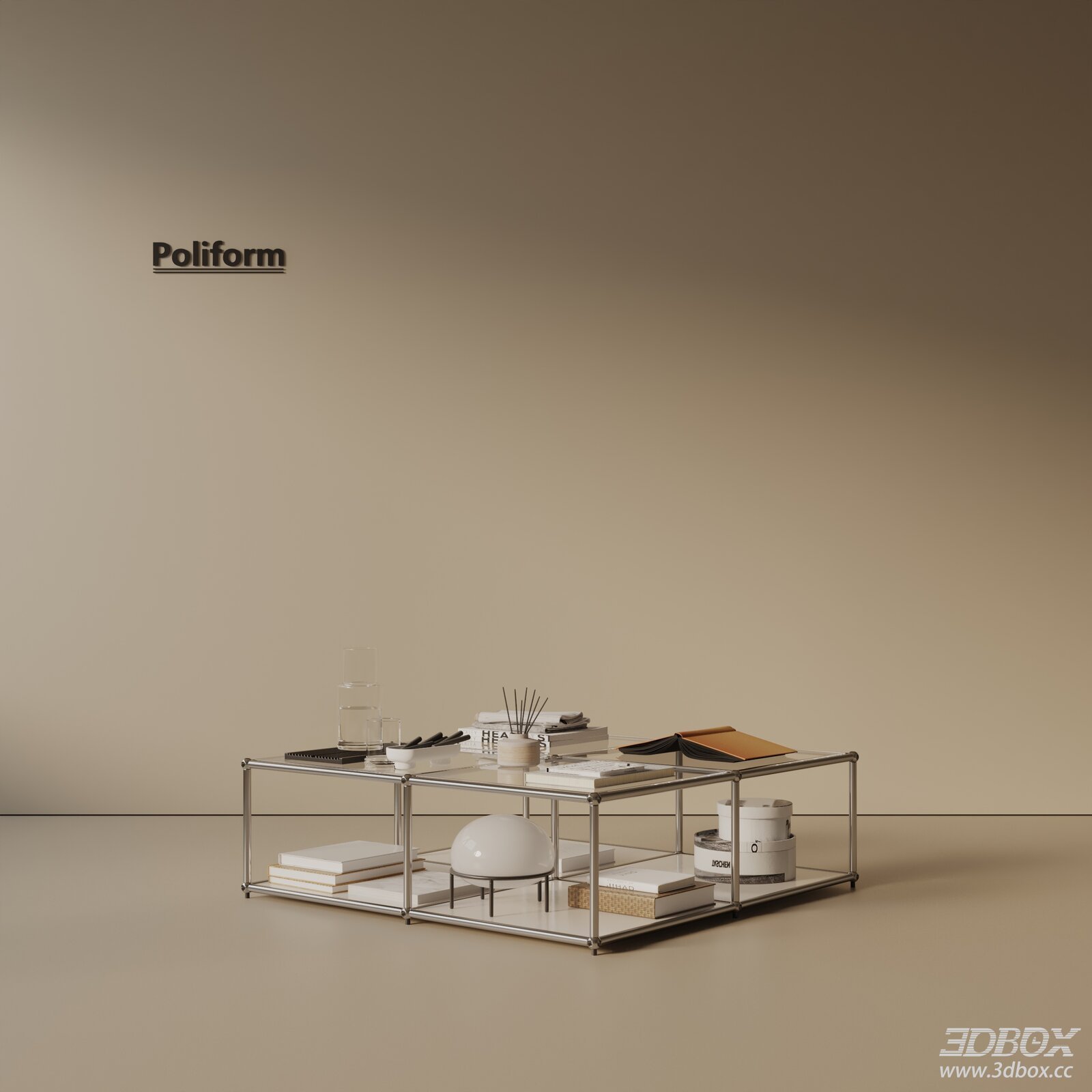 Modern Glass Top Metal Frame Coffee Table