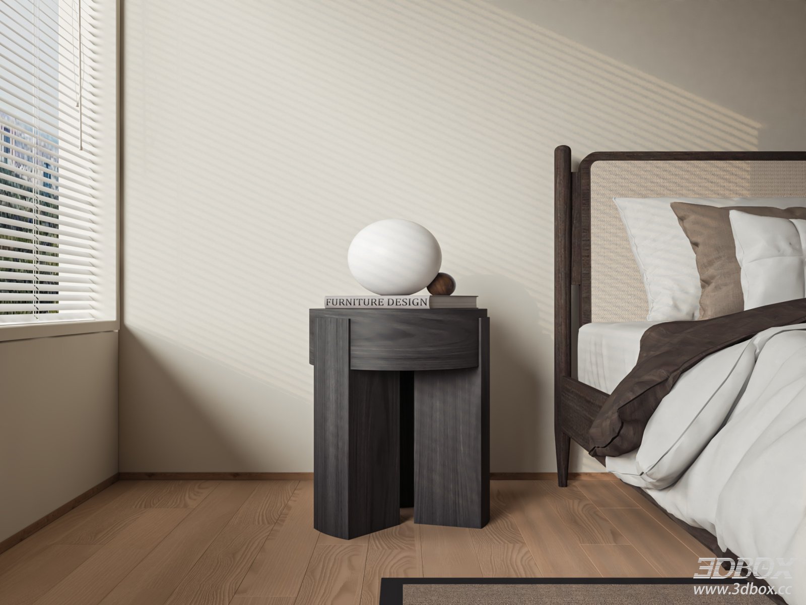 Modern Dark Wooden Nightstand Bedroom Side Table