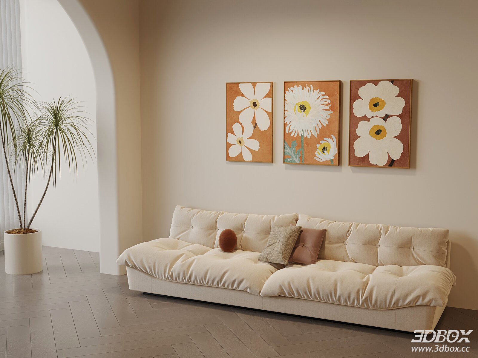 Modern Cream Style Fabric Sofa Set for Living Room