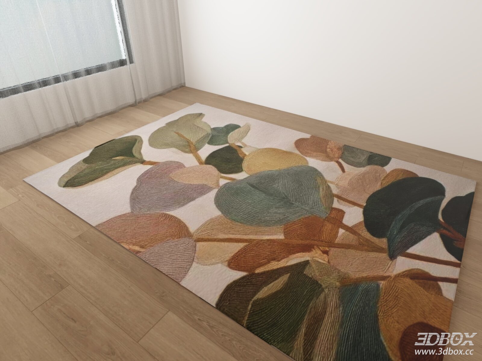 Modern Leaf Pattern Fabric Area Rug
