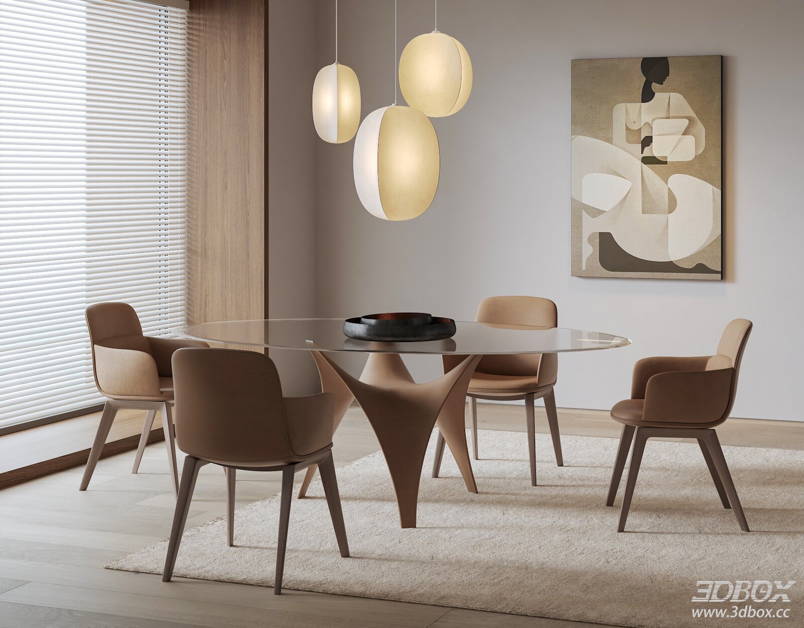 Modern Minimalist Glass Dining Table and Chairs Set