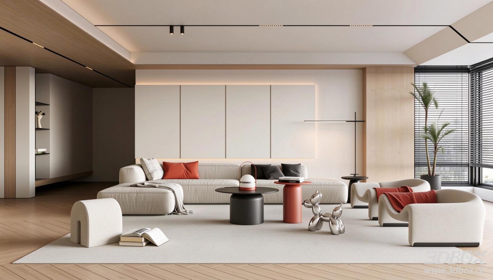 Modern Luxury Minimalist Living Room Interior Scene