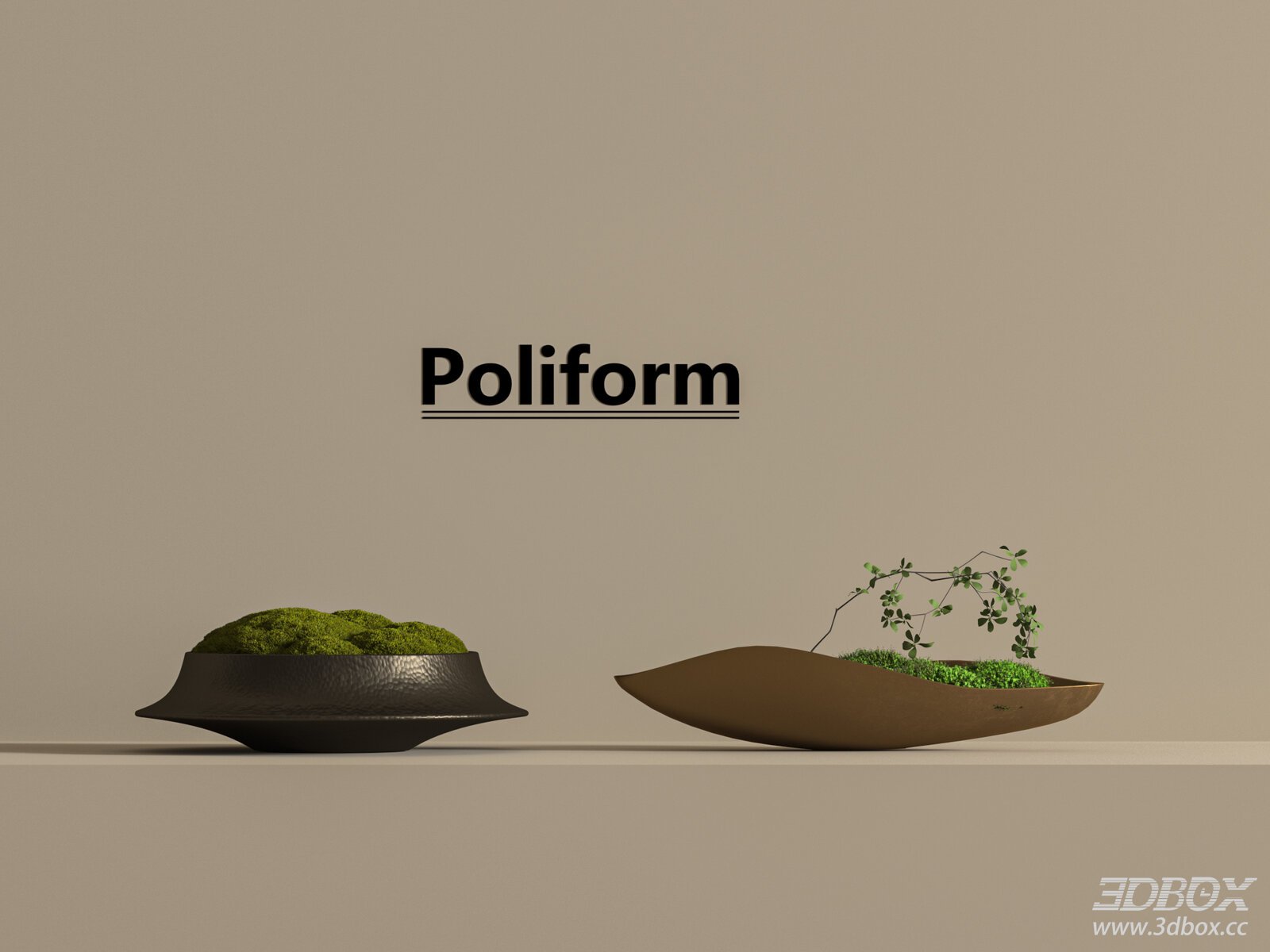 Modern Moss Potted Decor Set