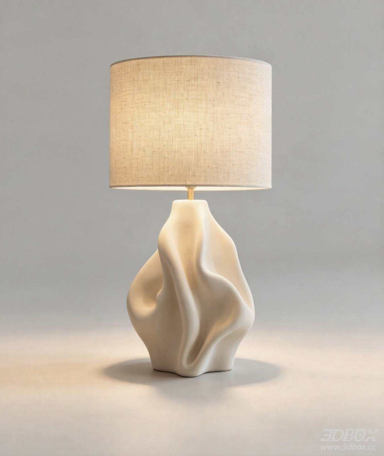 Abstract Cream Ceramic Table Lamp with Linen Shade