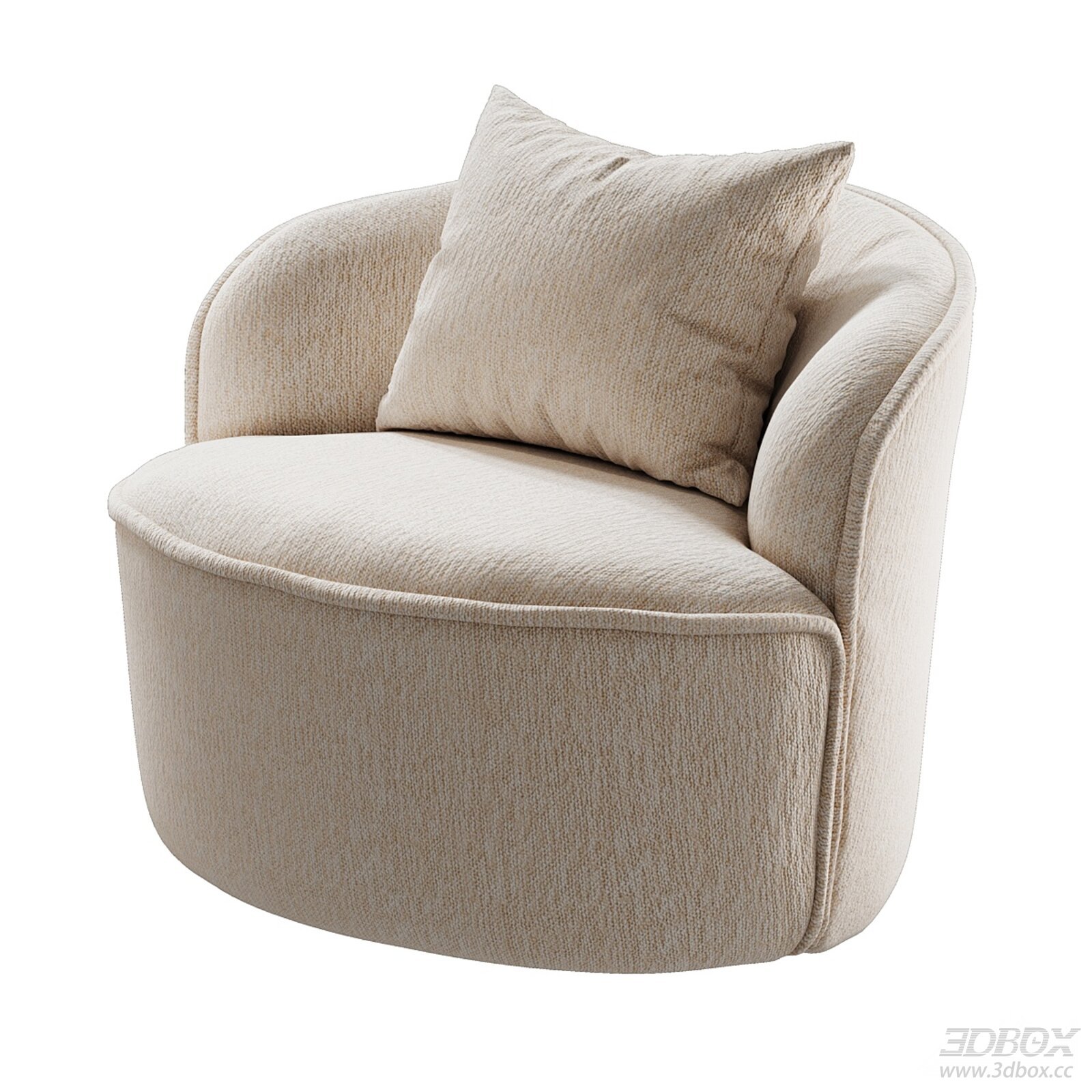 Modern Beige Fabric Upholstered Single Sofa Armchair with Pillow