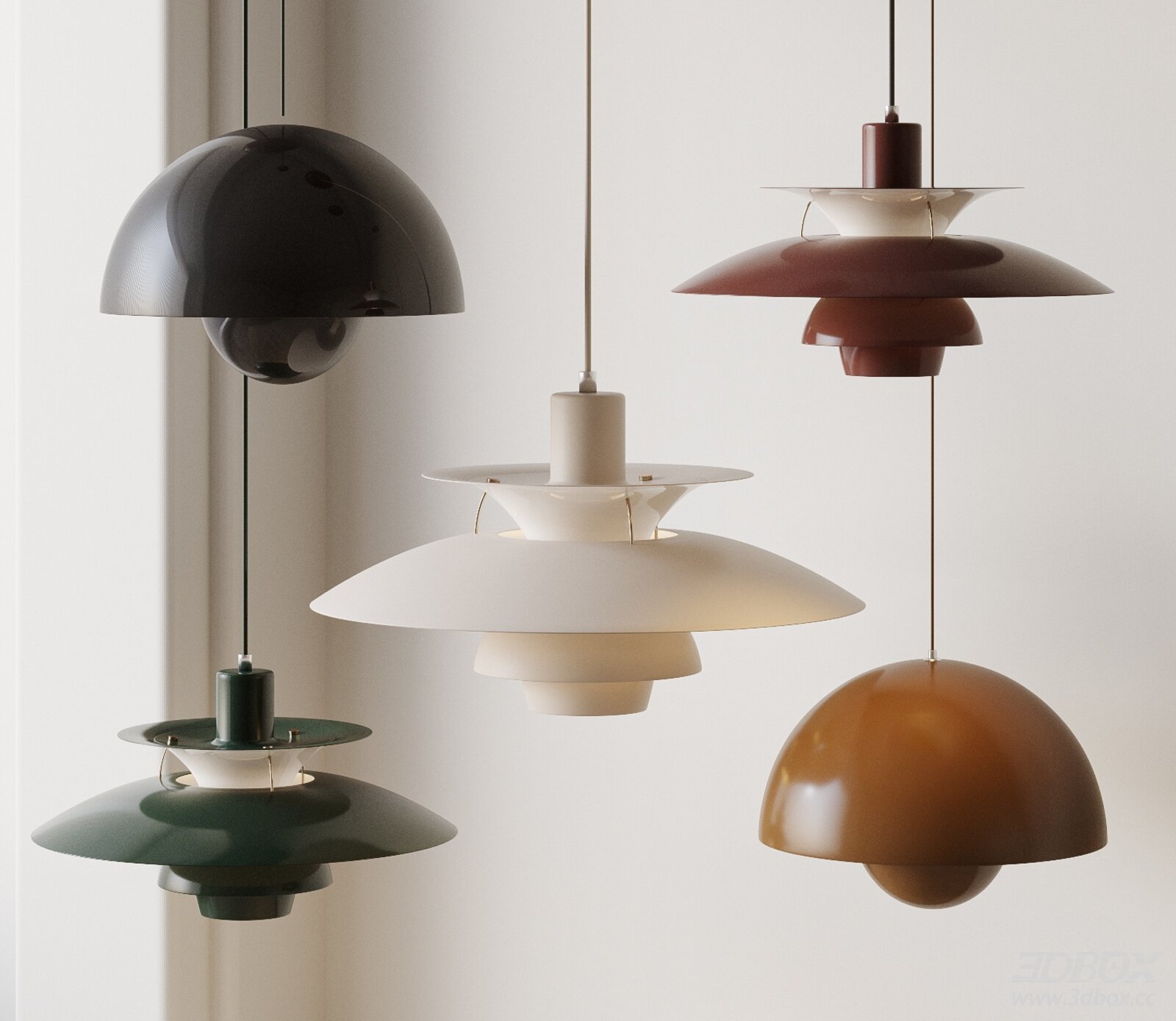 Modern Mid Century Scandinavian Pendant Ceiling Lamp Set