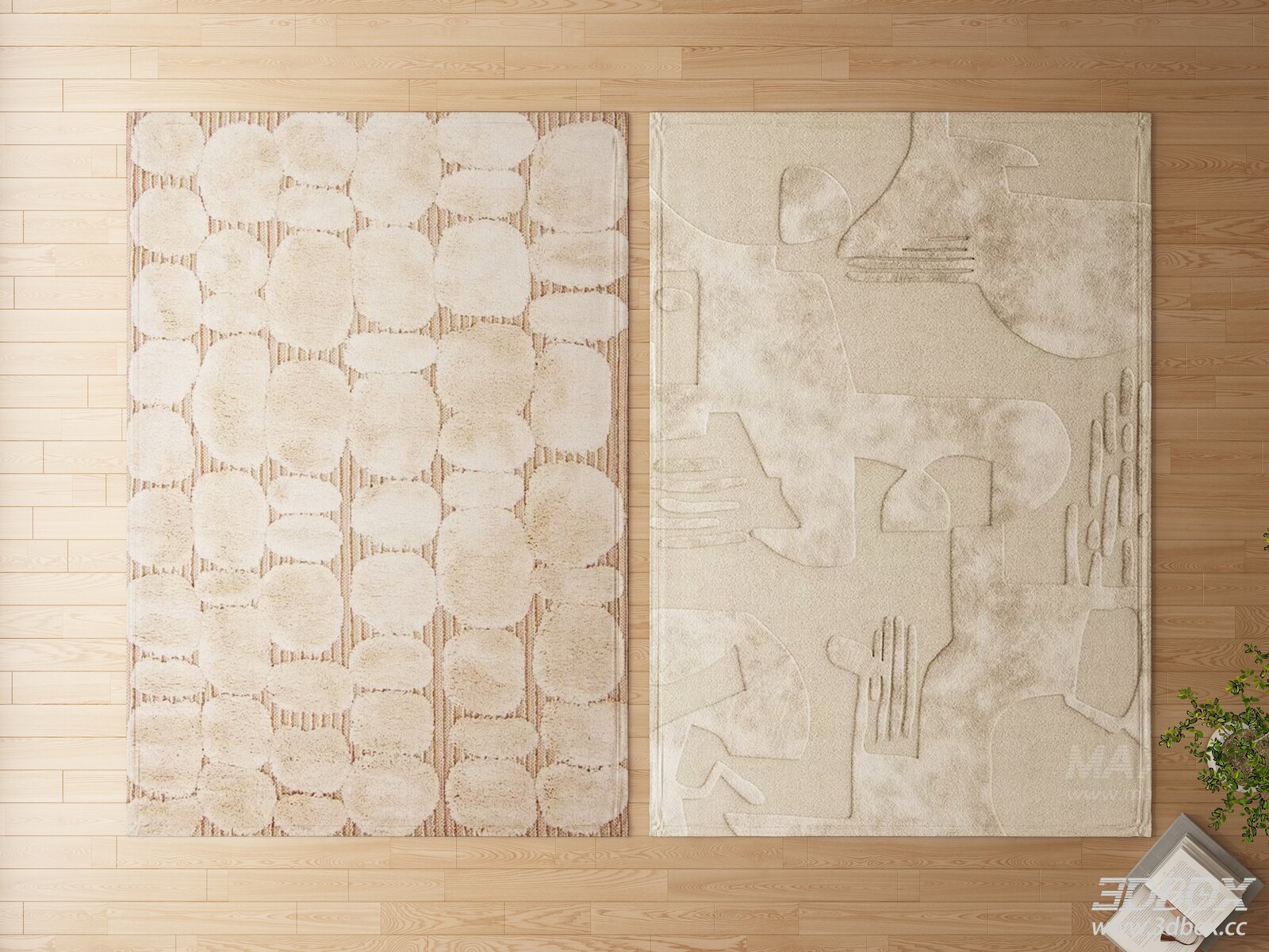 Modern Beige Abstract Geometric Carpet Set