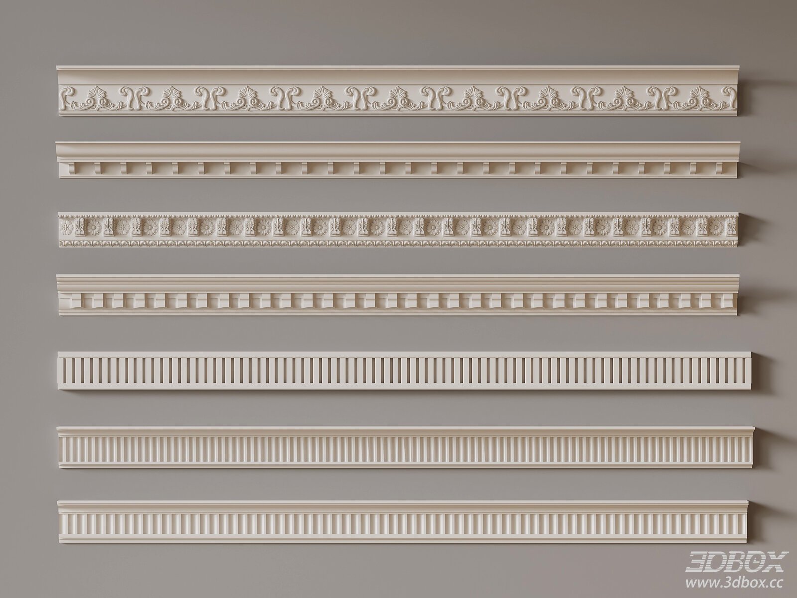 French Style Decorative Plaster Cornice Molding Set
