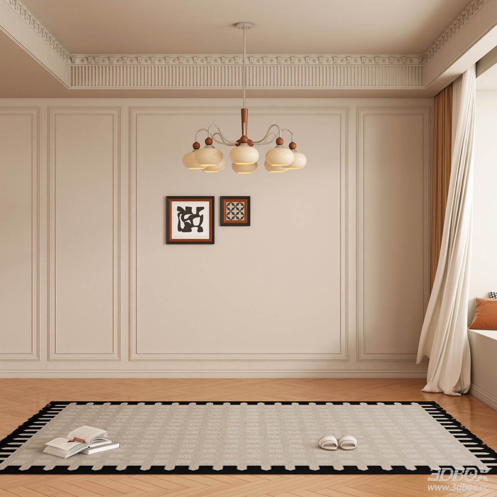 Modern Classic Empty Living Room Interior Scene