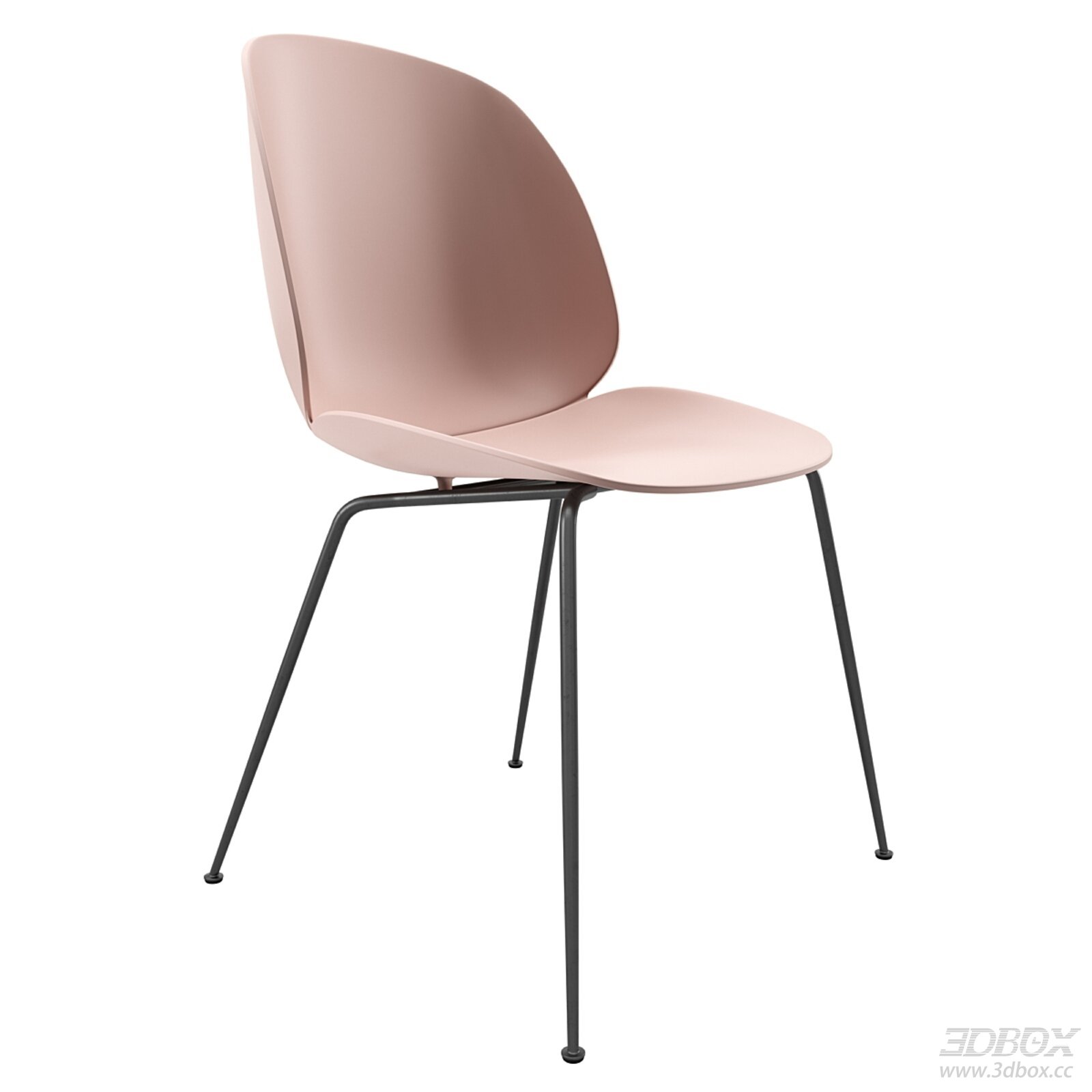 Modern Pink Beetle Dining Chair with Metal Legs