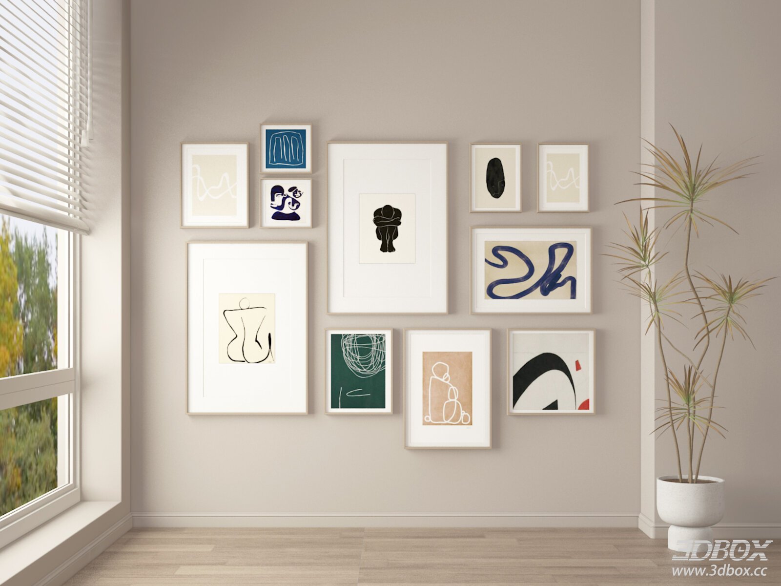Modern Abstract Wall Art Frame Set Gallery Decor