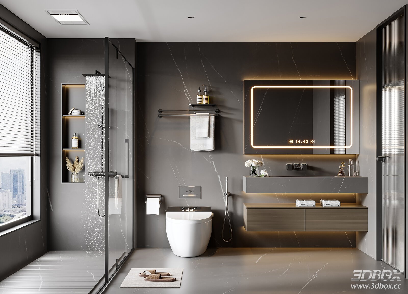 Modern Italian Style Luxury Bathroom Interior Scene
