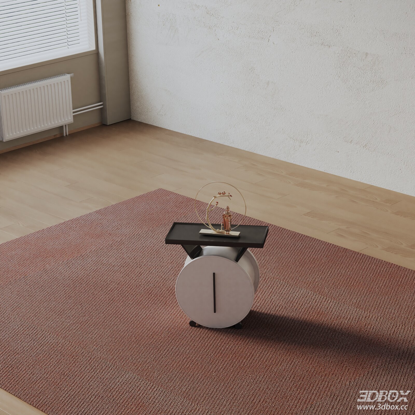 Modern Minimalist Side Table with Decorative Sculpture
