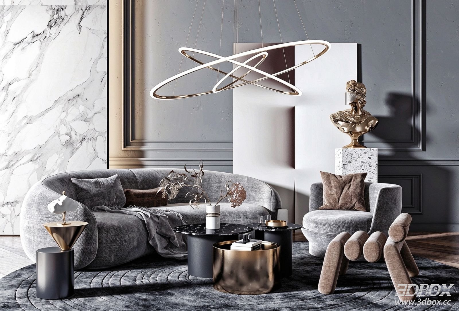 Modern Luxury Curved Velvet Sofa Living Room Set