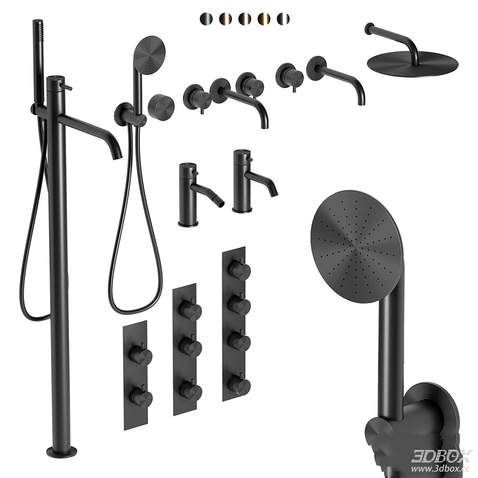 Modern Matte Black Bathroom Faucet and Shower Set
