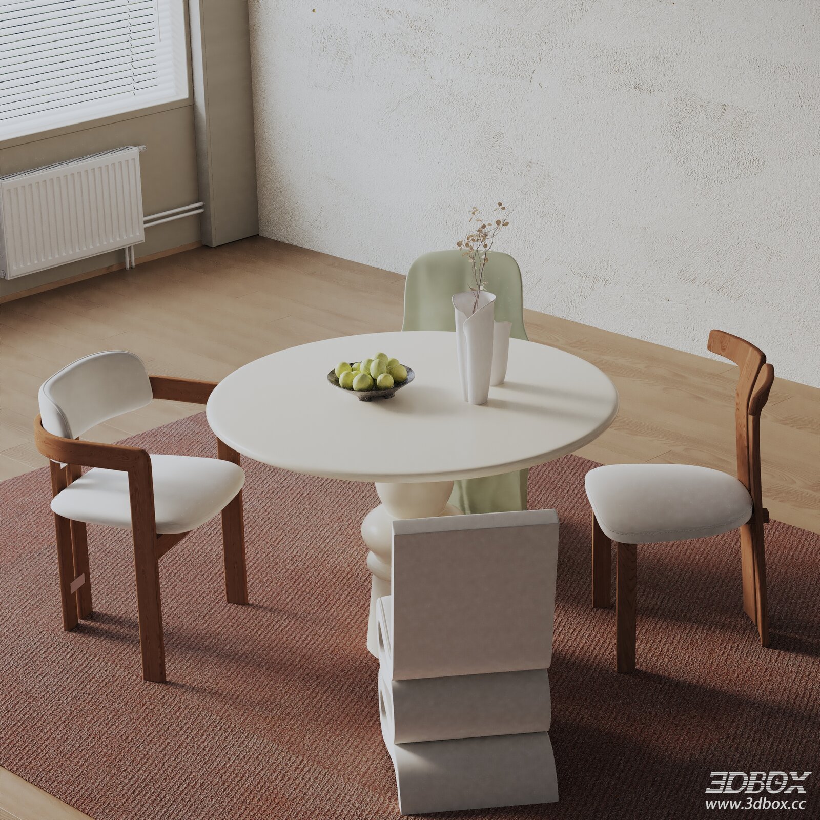 Modern Minimalist Round Dining Table and Chairs Set