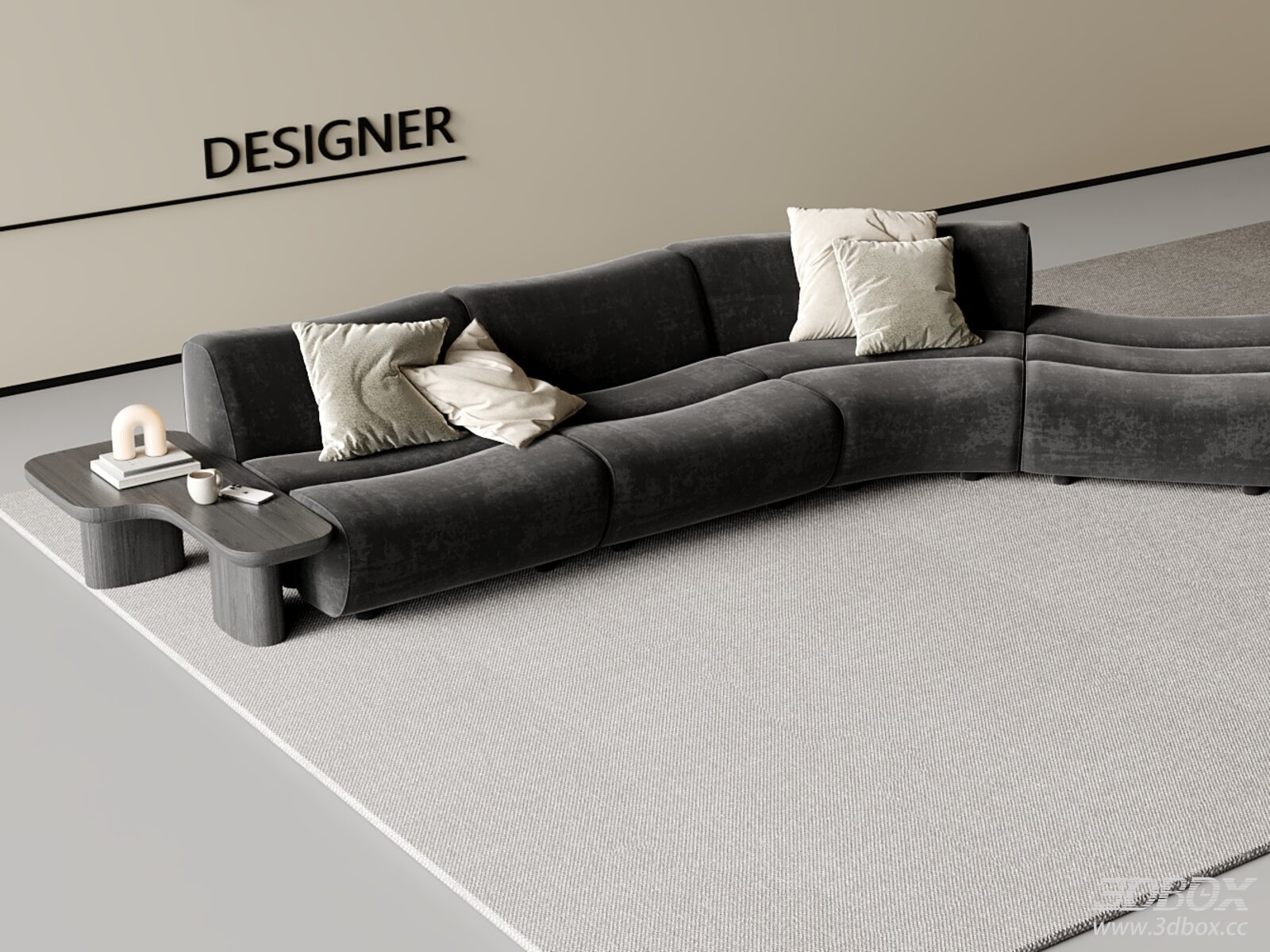 Modern Curved Velvet Sectional Sofa Set