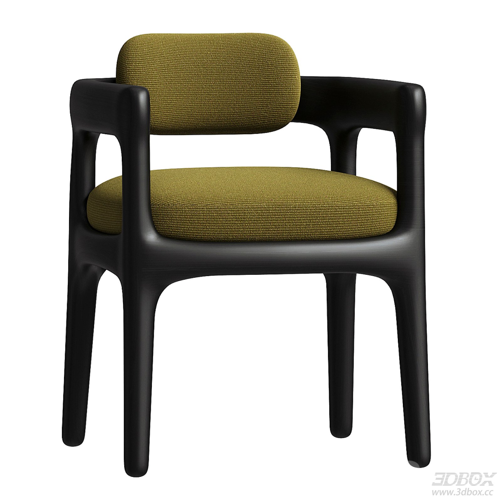 Wabi Sabi Style Modern Wooden Armchair with Fabric Upholstery