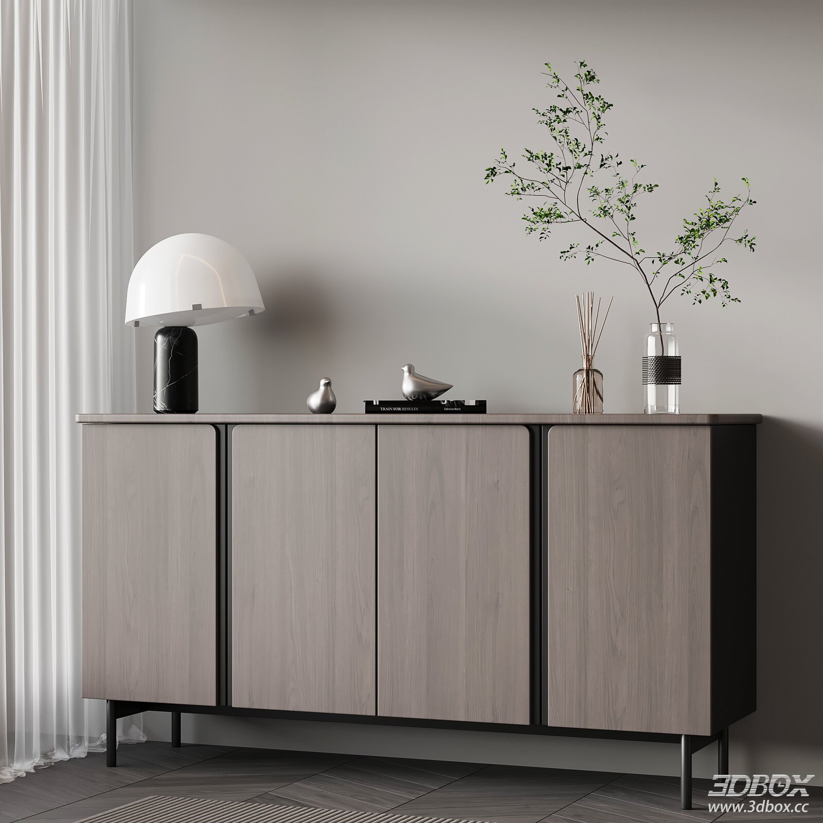 Modern Italian Style Wooden Sideboard Entry Cabinet