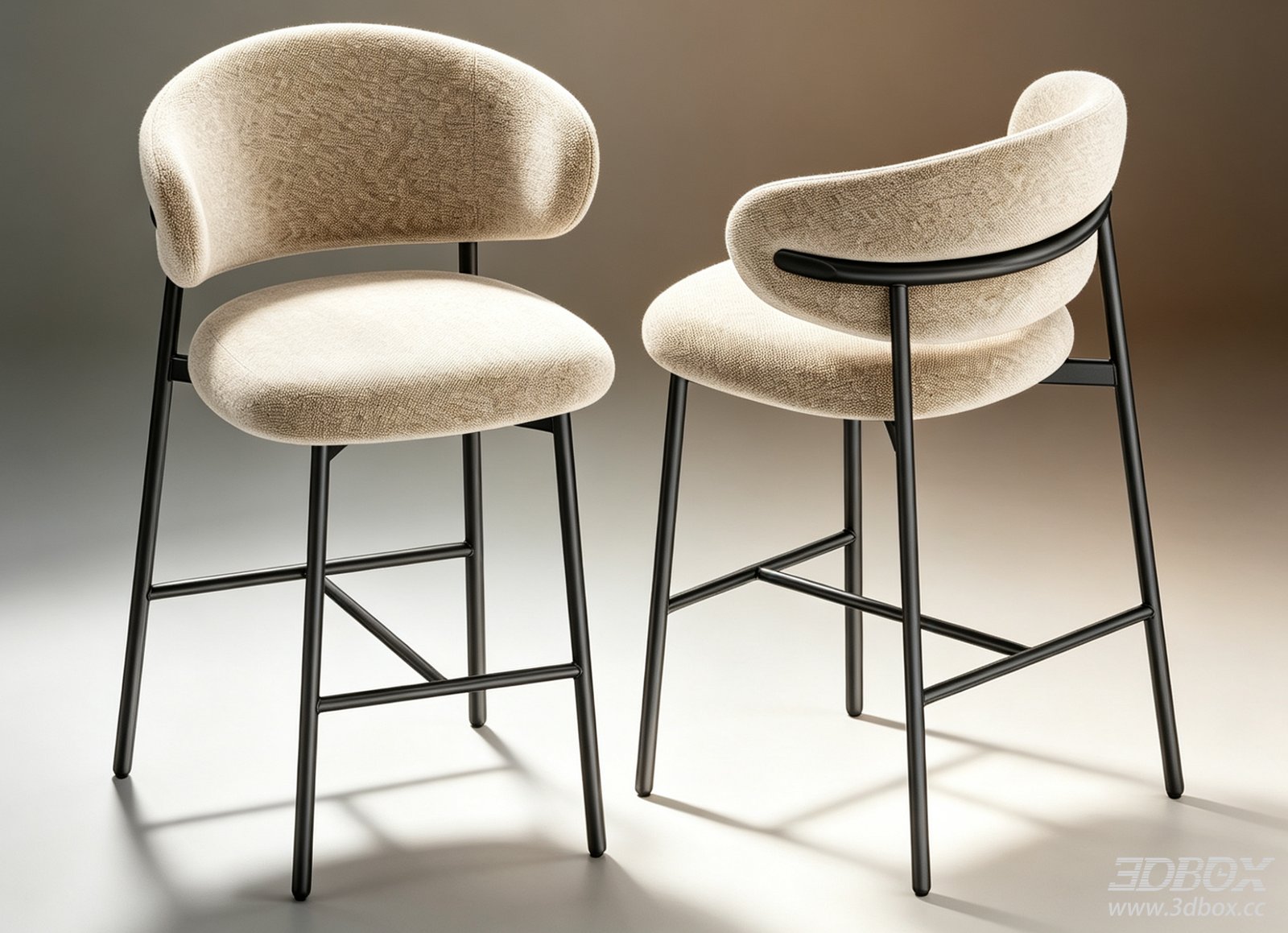 Modern Luxury Fabric Upholstered Bar Stool with Metal Frame