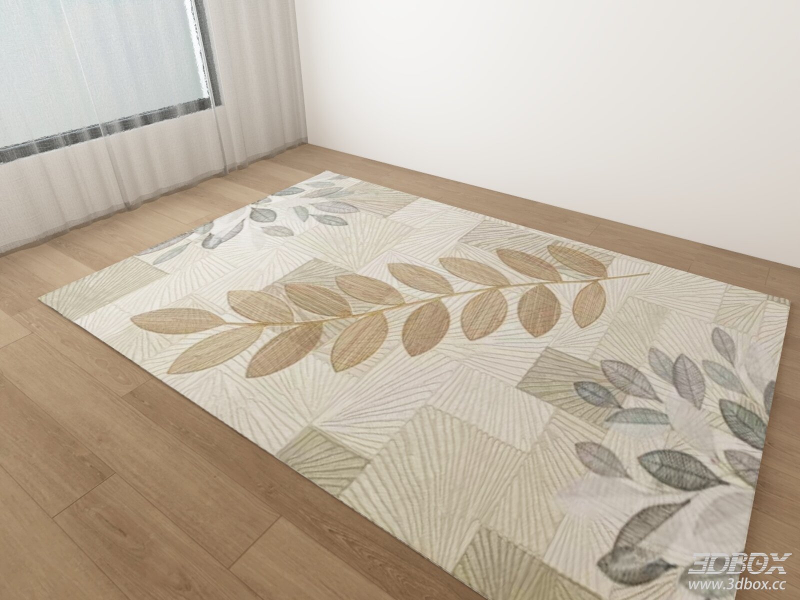 Modern Leaf Pattern Neutral Tone Carpet