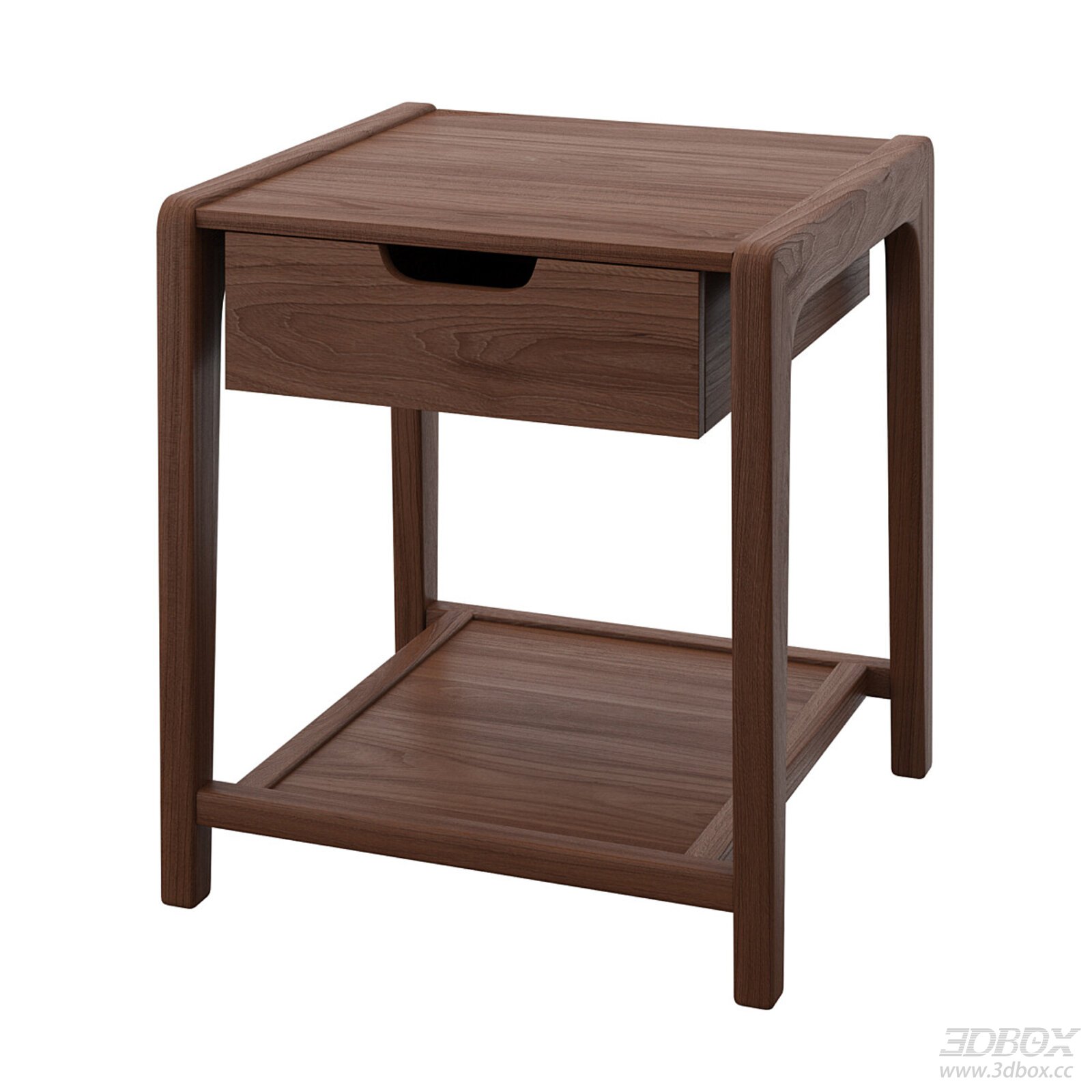 Nordic Minimalist Walnut Wooden Side Table with Drawer