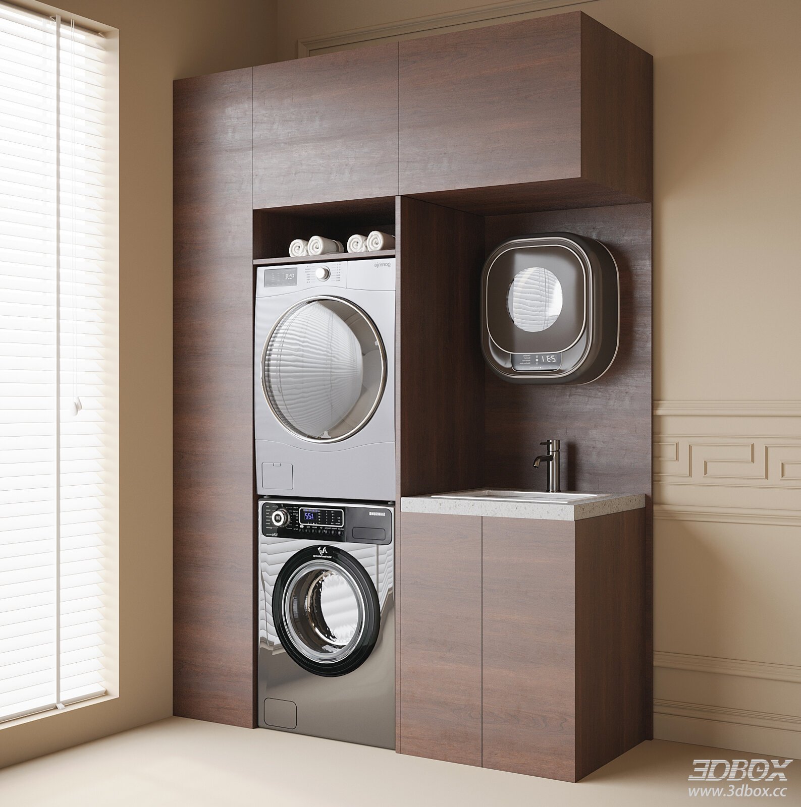 Modern Laundry Cabinet With Washer Dryer Set