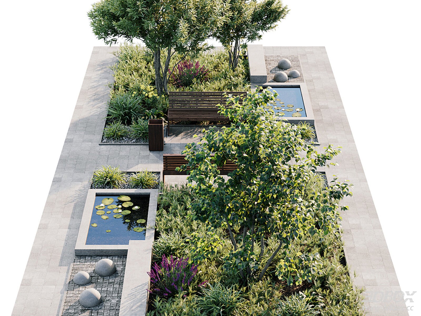 Park Plaza Landscape Garden Green Plant Outdoor Scene