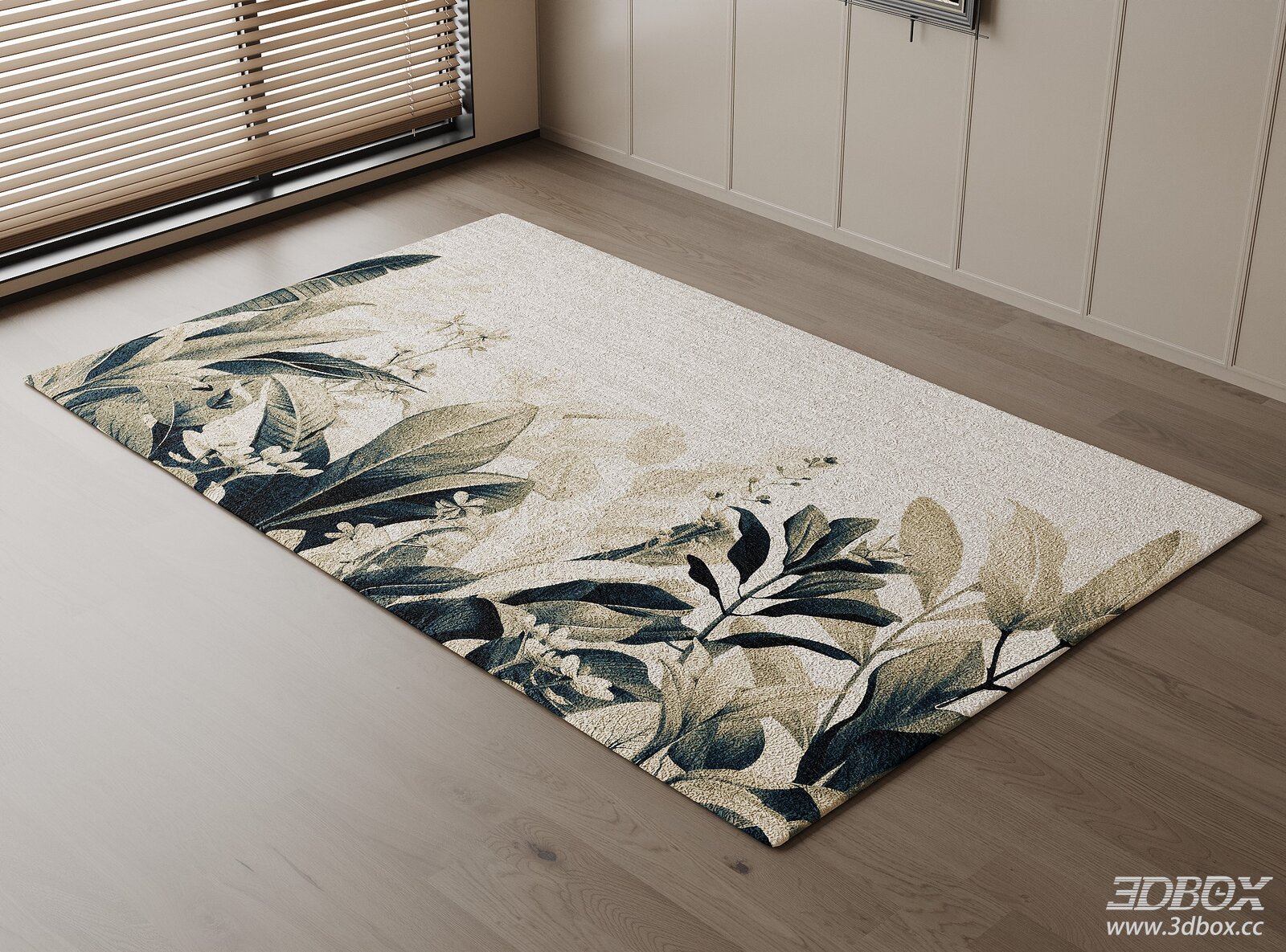 Vintage Leaf Pattern Fluffy Fabric Carpet for Living Room