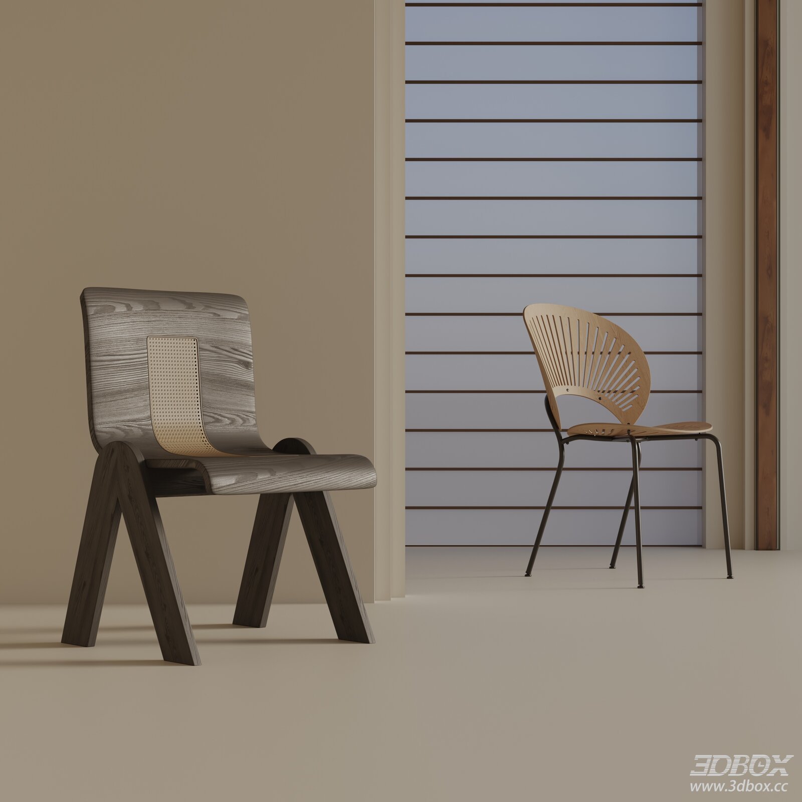 Modern Minimalist Wooden Dining Chair Set