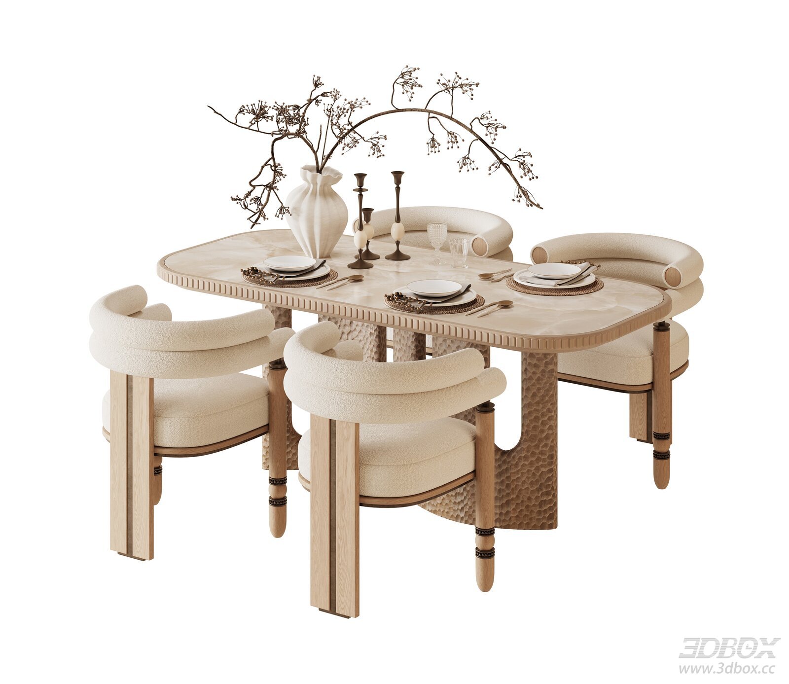 Mid Century Modern Dining Table and Chairs Set