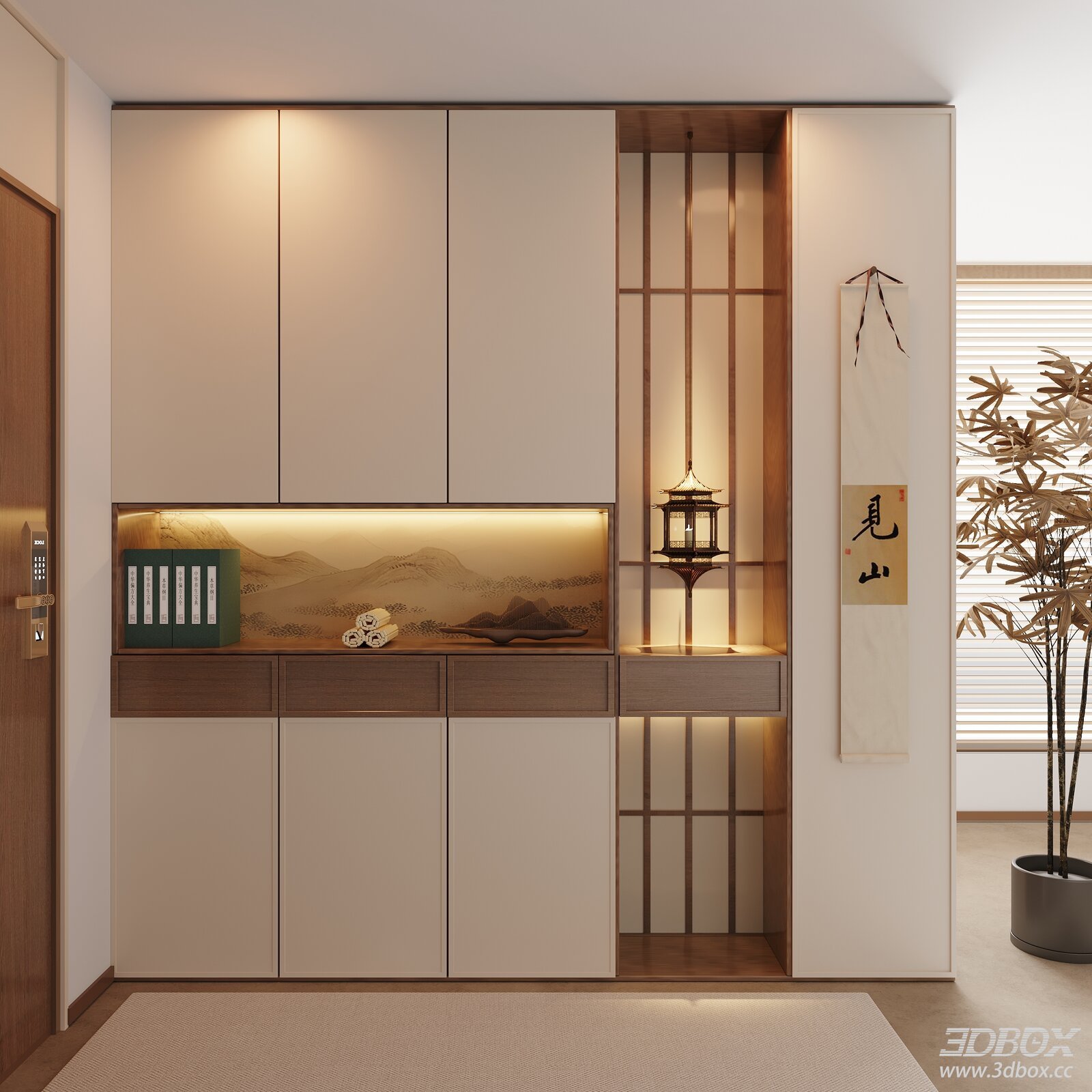 New Chinese Style Hallway Entry Shoe Storage Cabinet