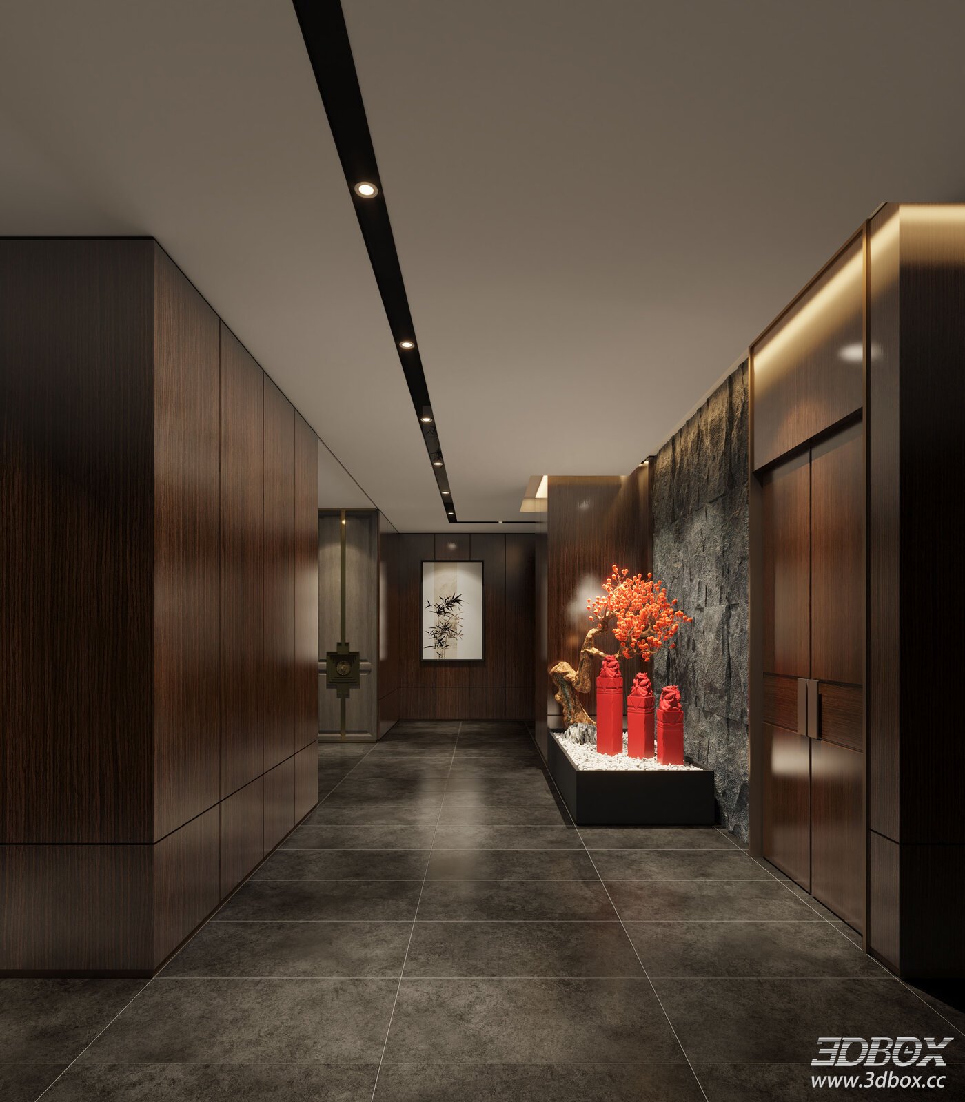 New Chinese Style Hotel Club Hallway Interior