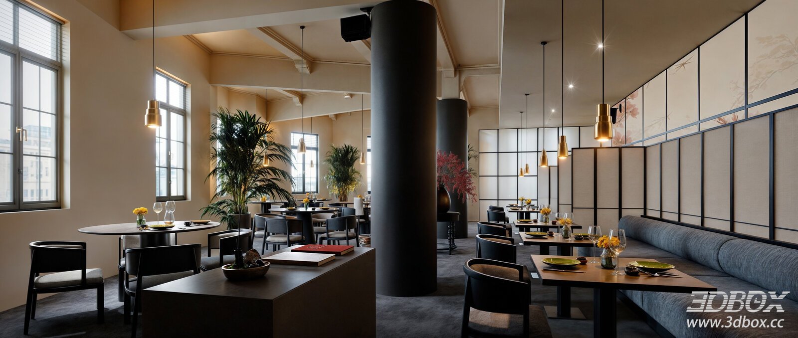 Modern Luxury Restaurant Interior Scene