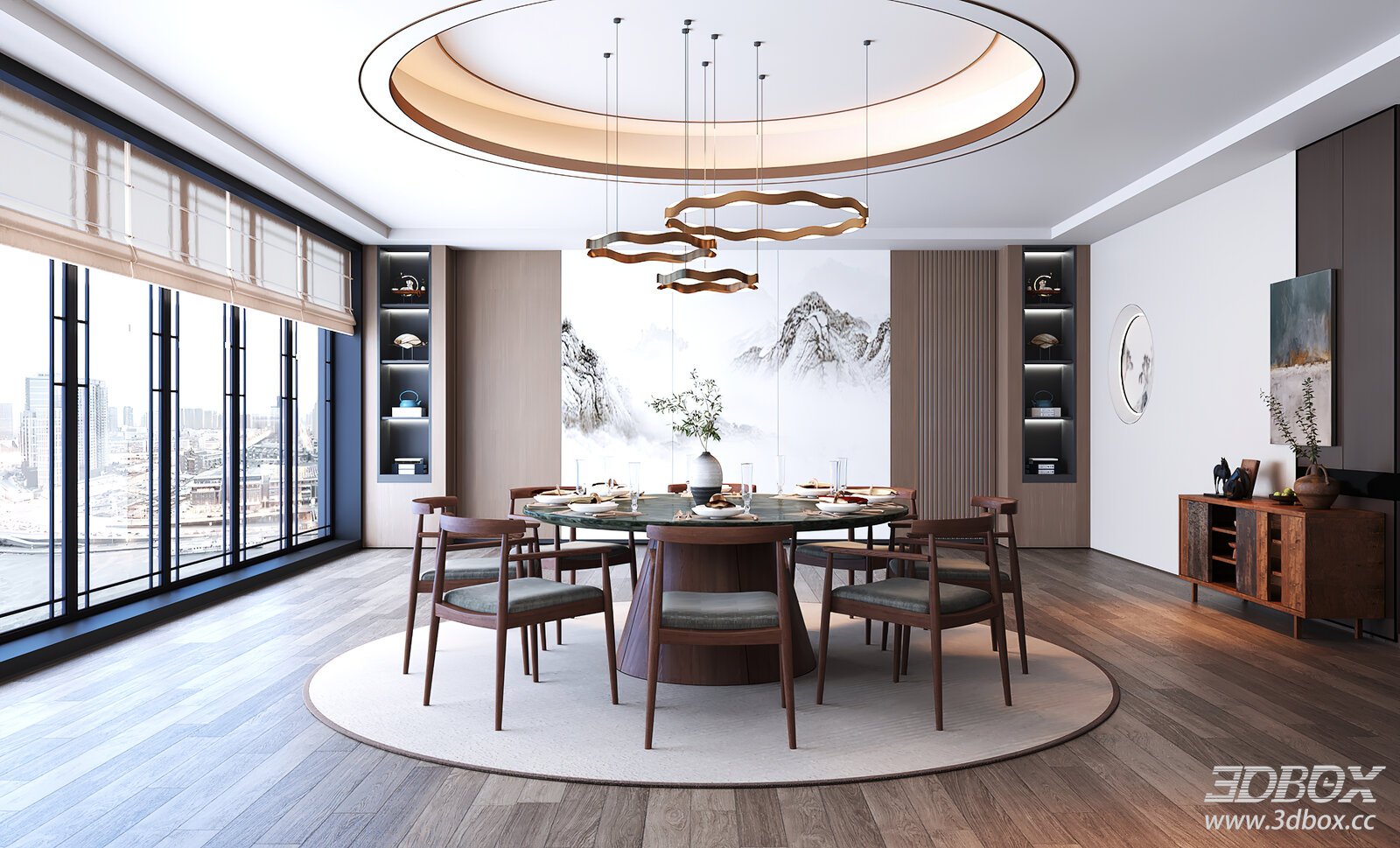 New Chinese Style Private Dining Room Scene