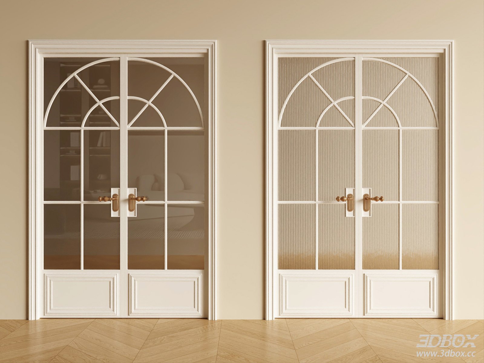 French Style Double Glass Interior Door Set