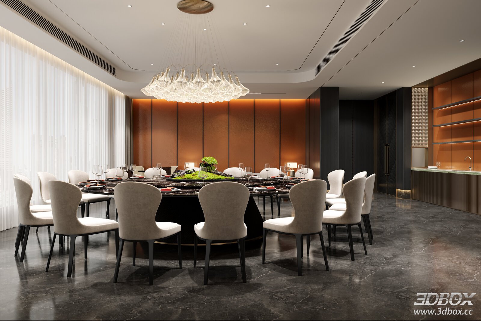 Modern Luxury Hotel Private Dining Room Scene