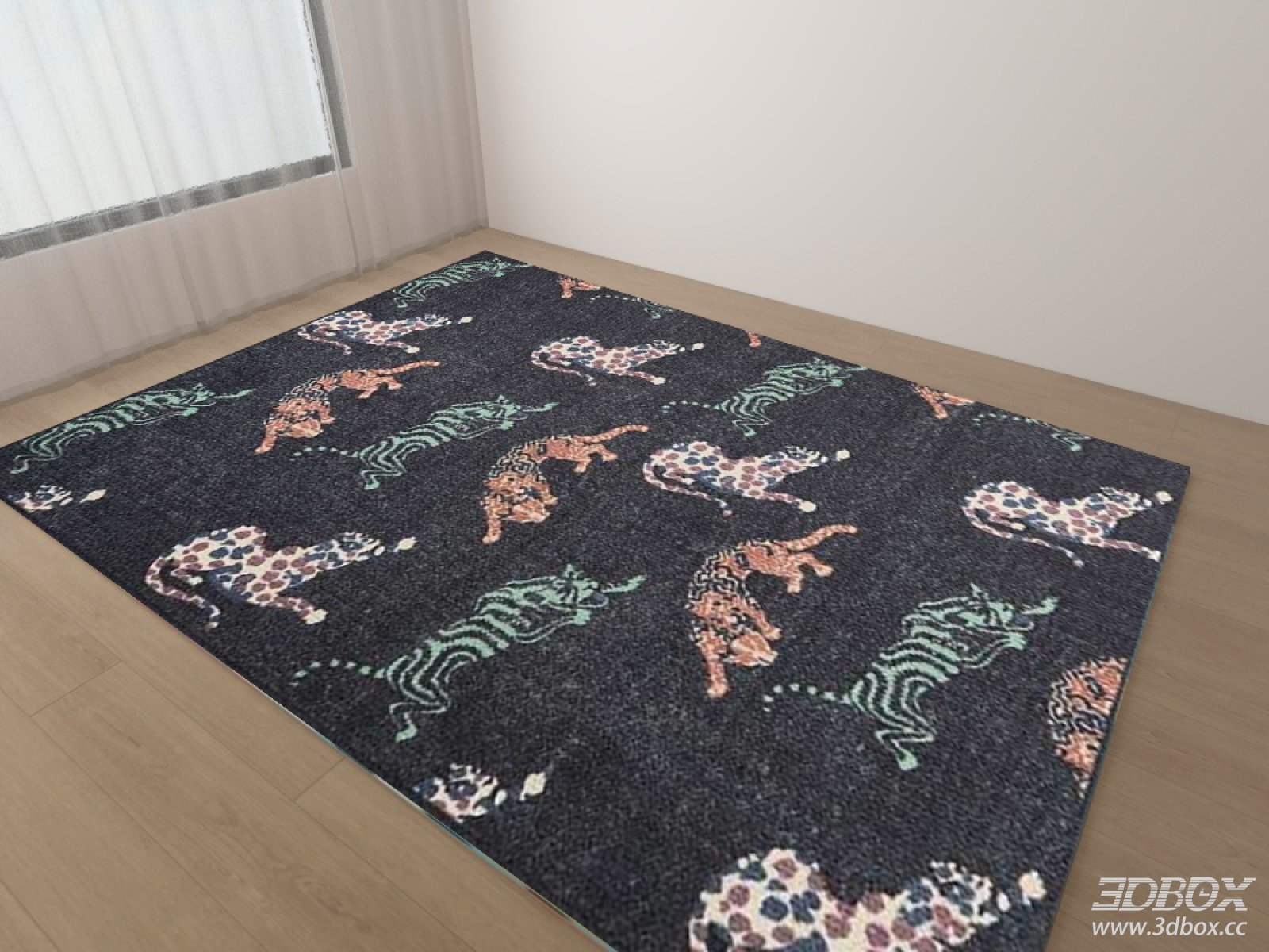 Animal Print Leopard Tiger Pattern Black Carpet