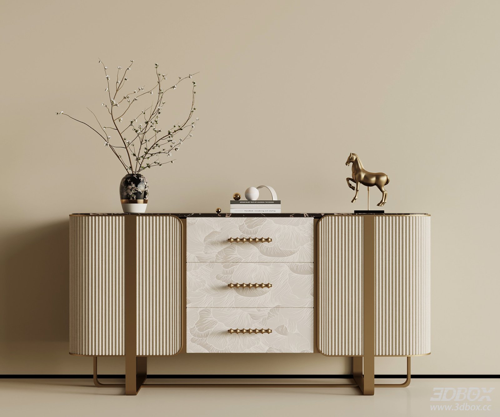 Modern Luxury Sideboard with Decor Set