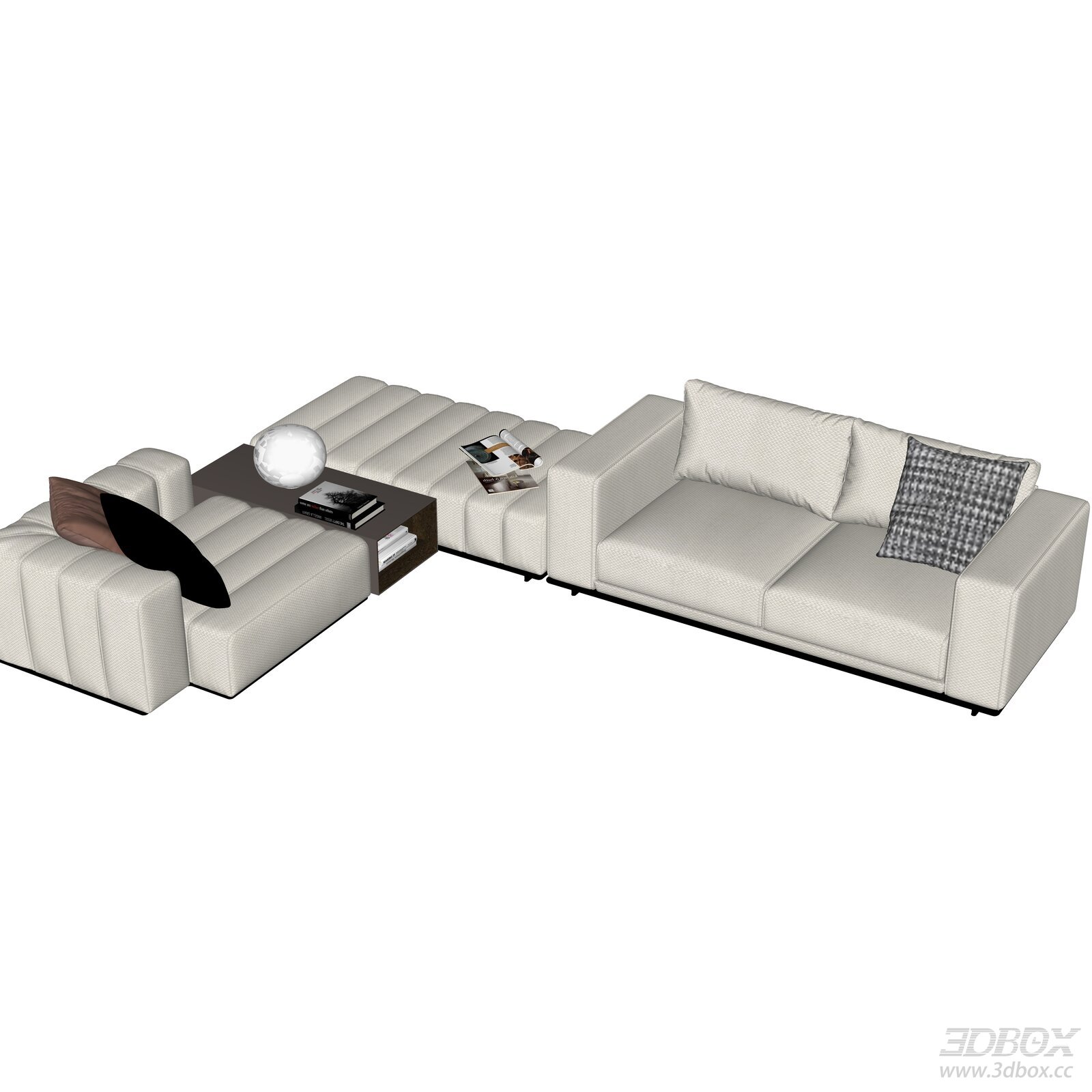 Modern Italian Style L Shape Fabric Sectional Sofa Set