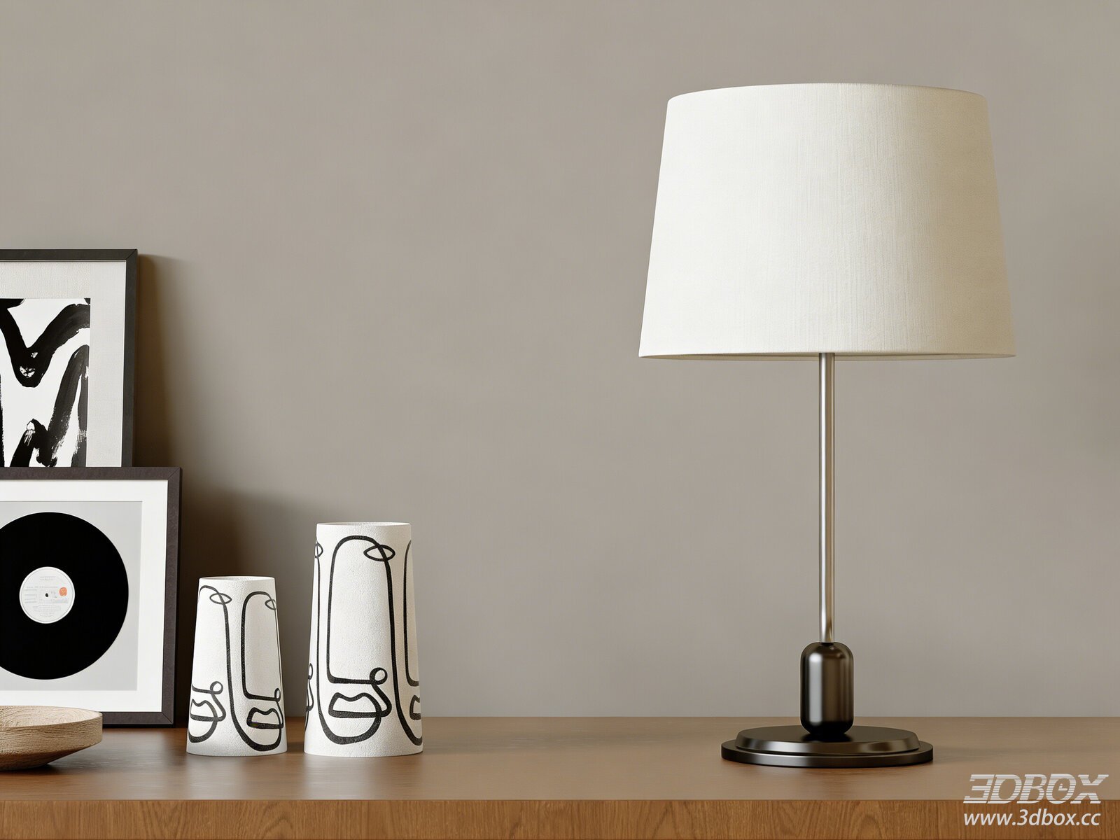 Modern Minimalist Table Lamp with Fabric Shade Metal Base