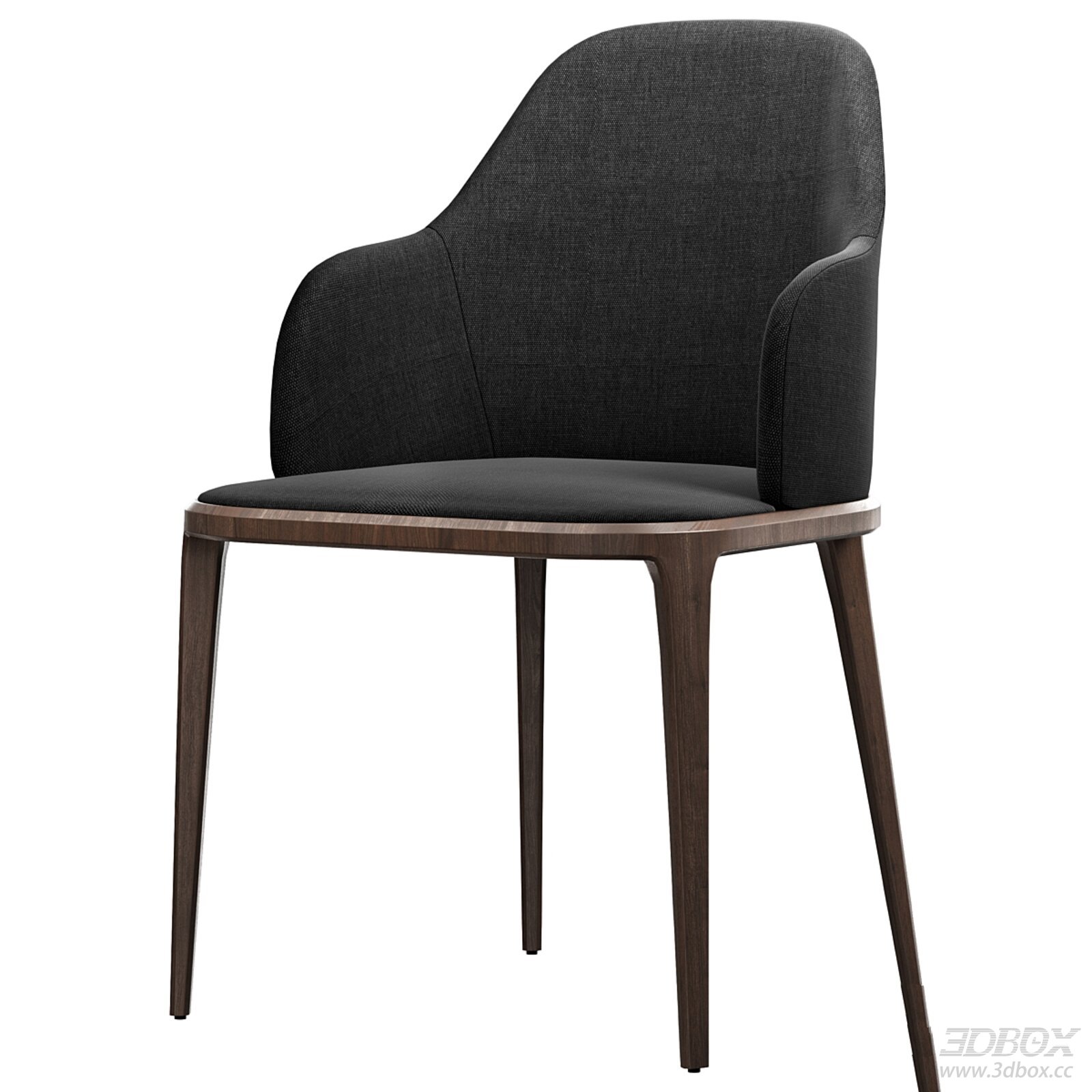 Modern Fabric Upholstered Dining Chair with Wooden Legs