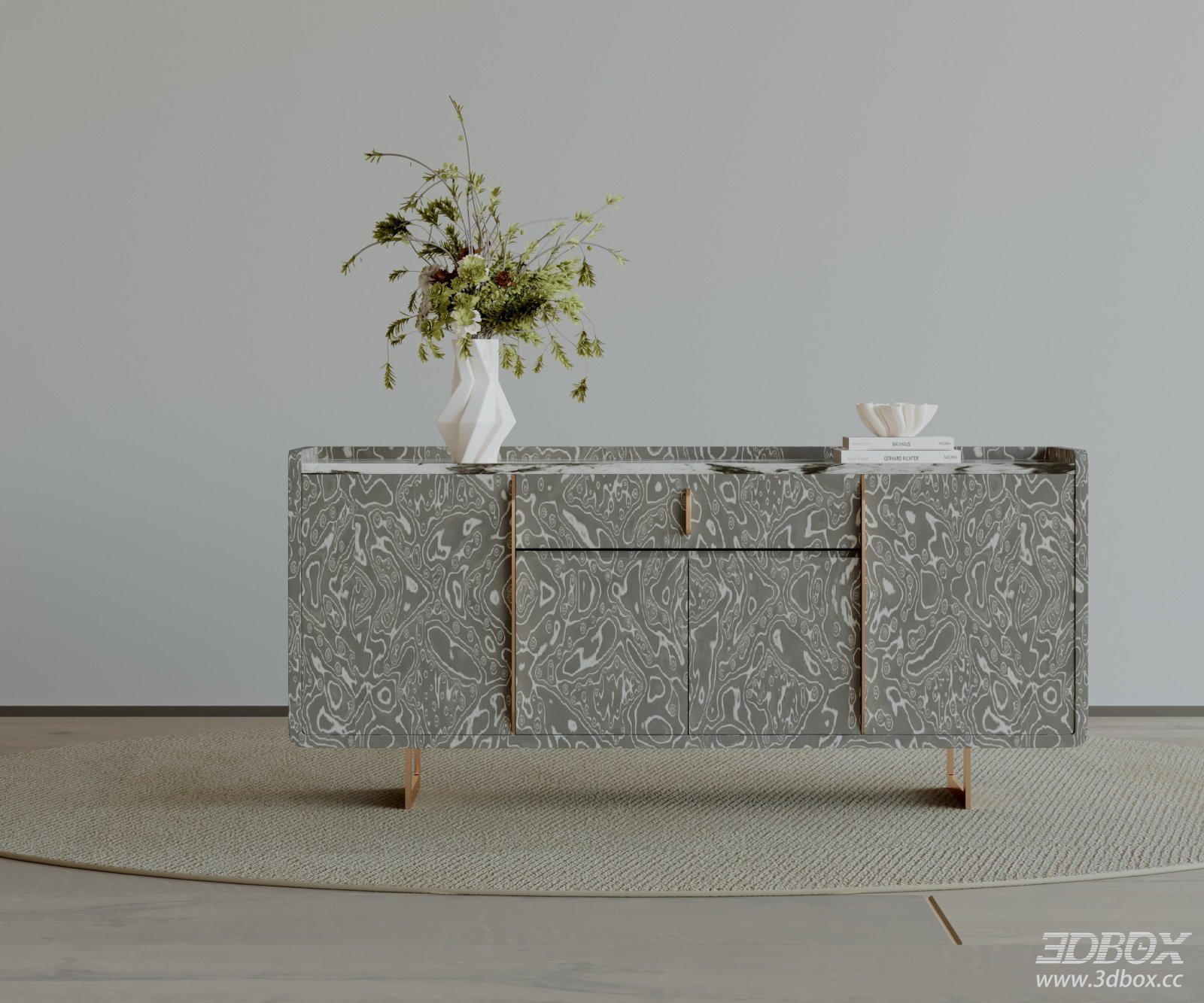 Modern Luxury Marble Pattern Sideboard