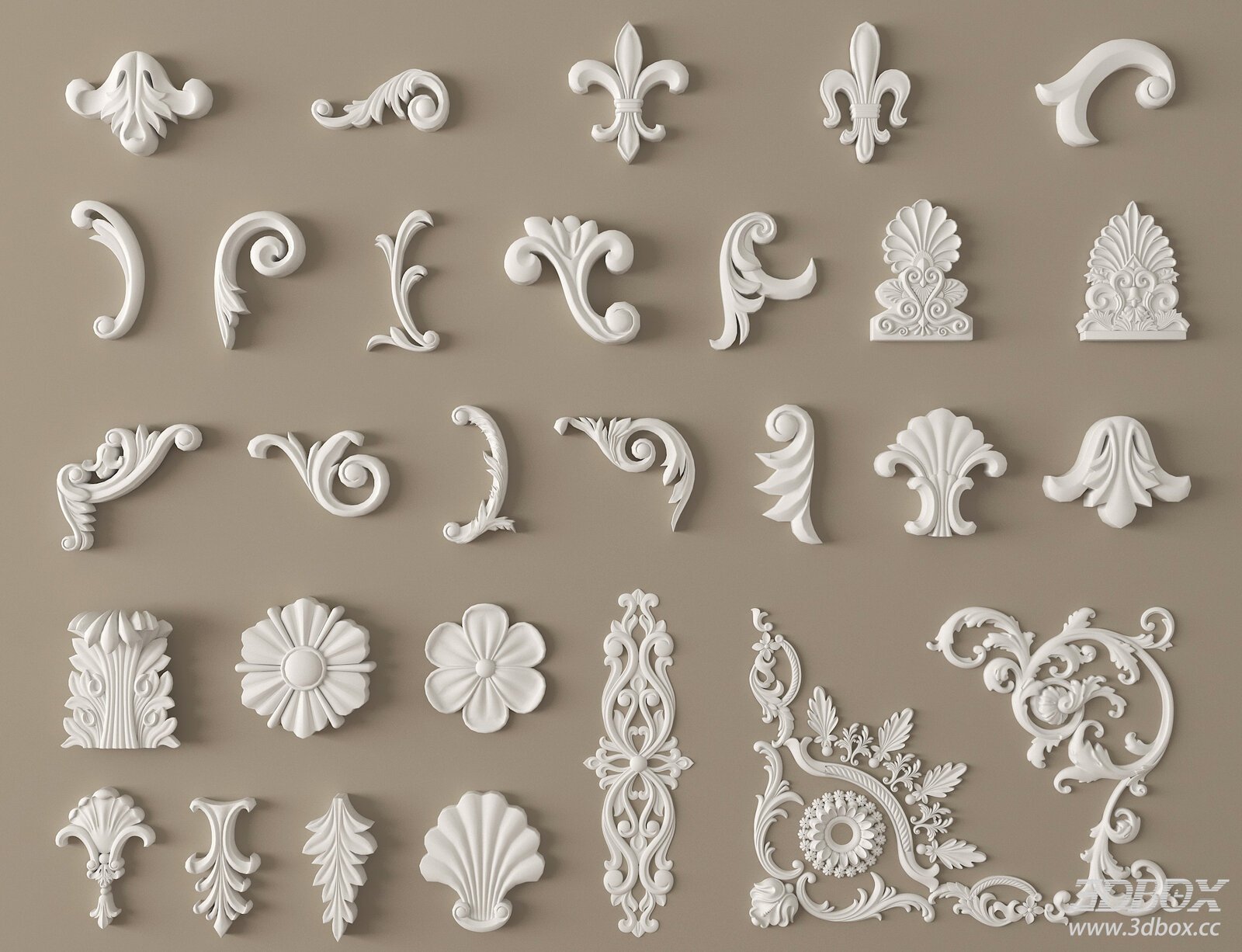 Classic European Decorative Plaster Ornaments Set