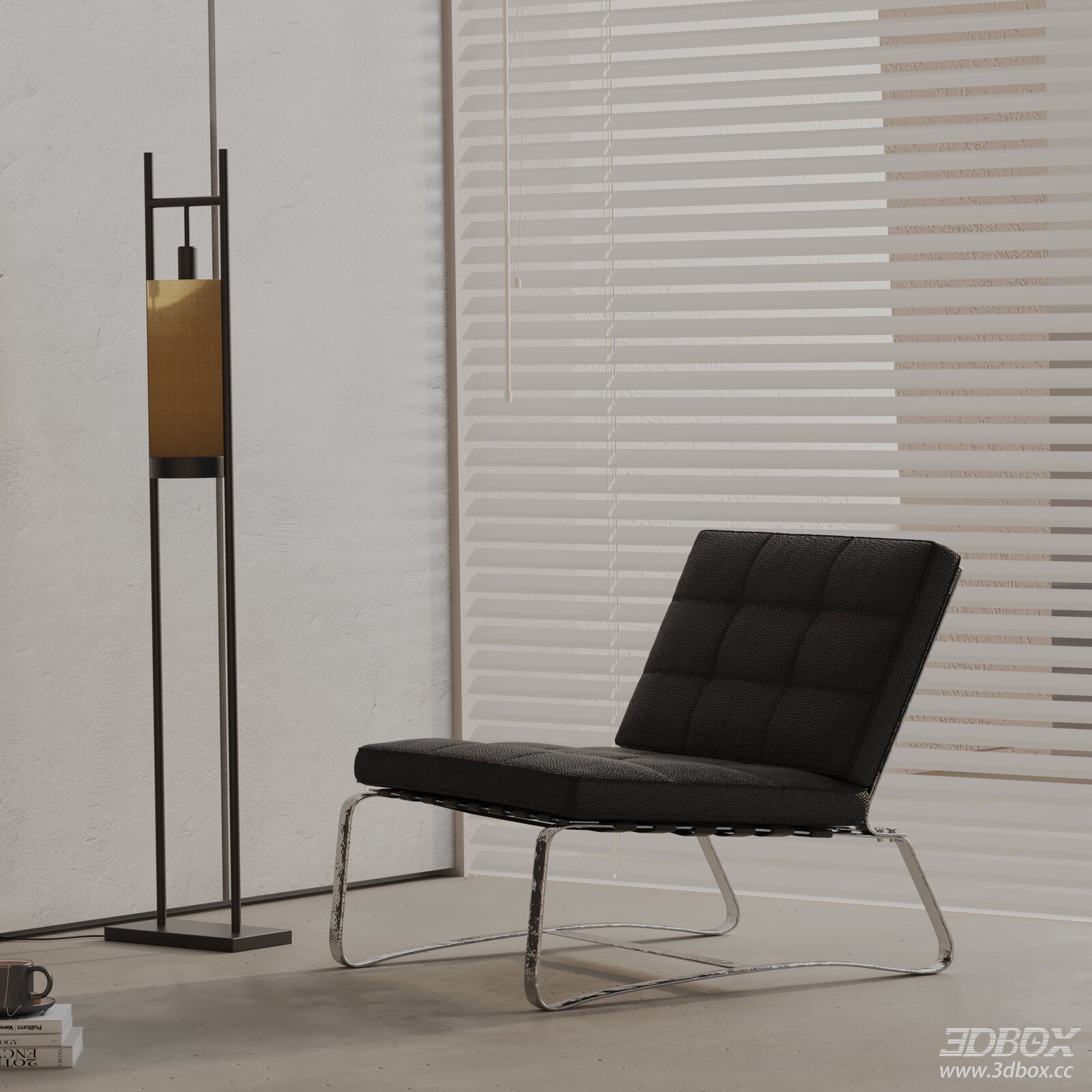 Modern Upholstered Lounge Armchair with Metal Frame
