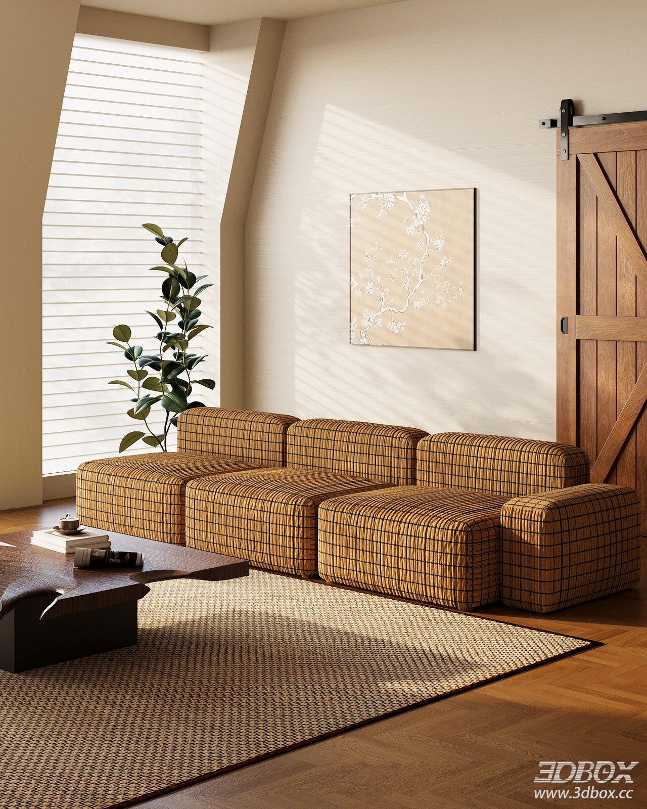 Modern Vintage Modular Fabric Sofa Set