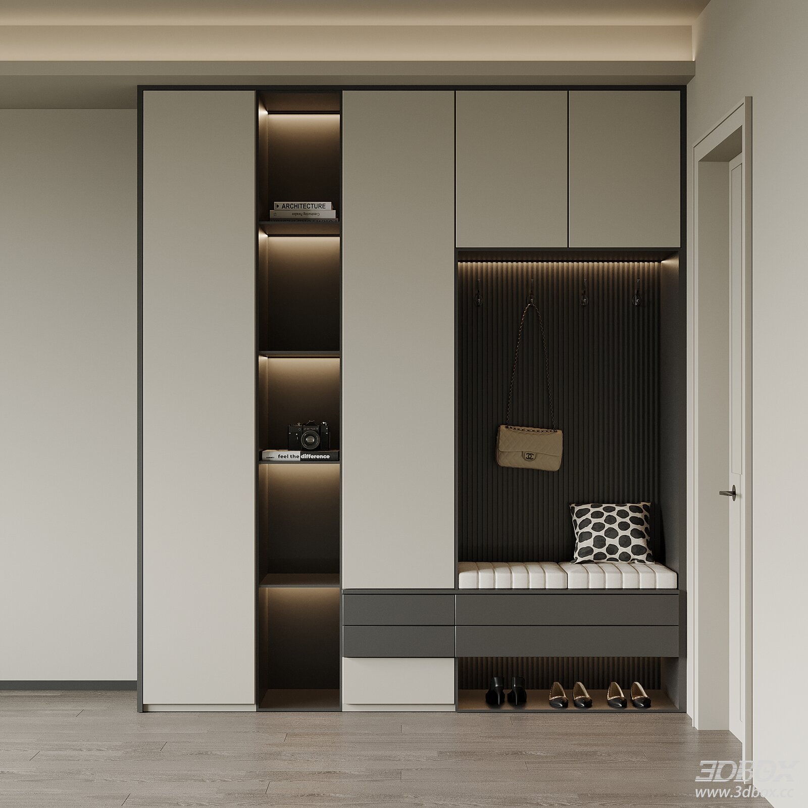 Modern Hallway Shoe Cabinet with Entry Bench